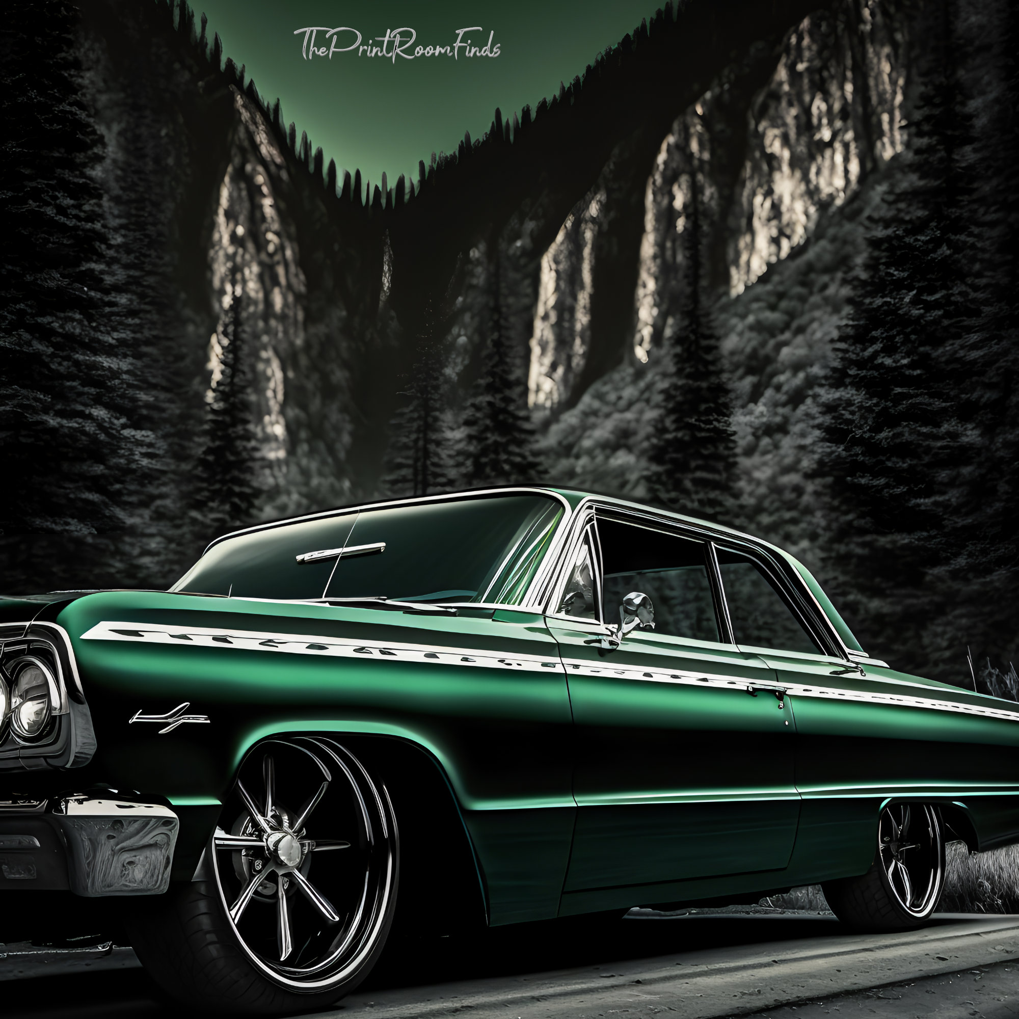 Mountain Backdrop 1964 Chevy Impala Lowrider Digital Print - Perfect ...