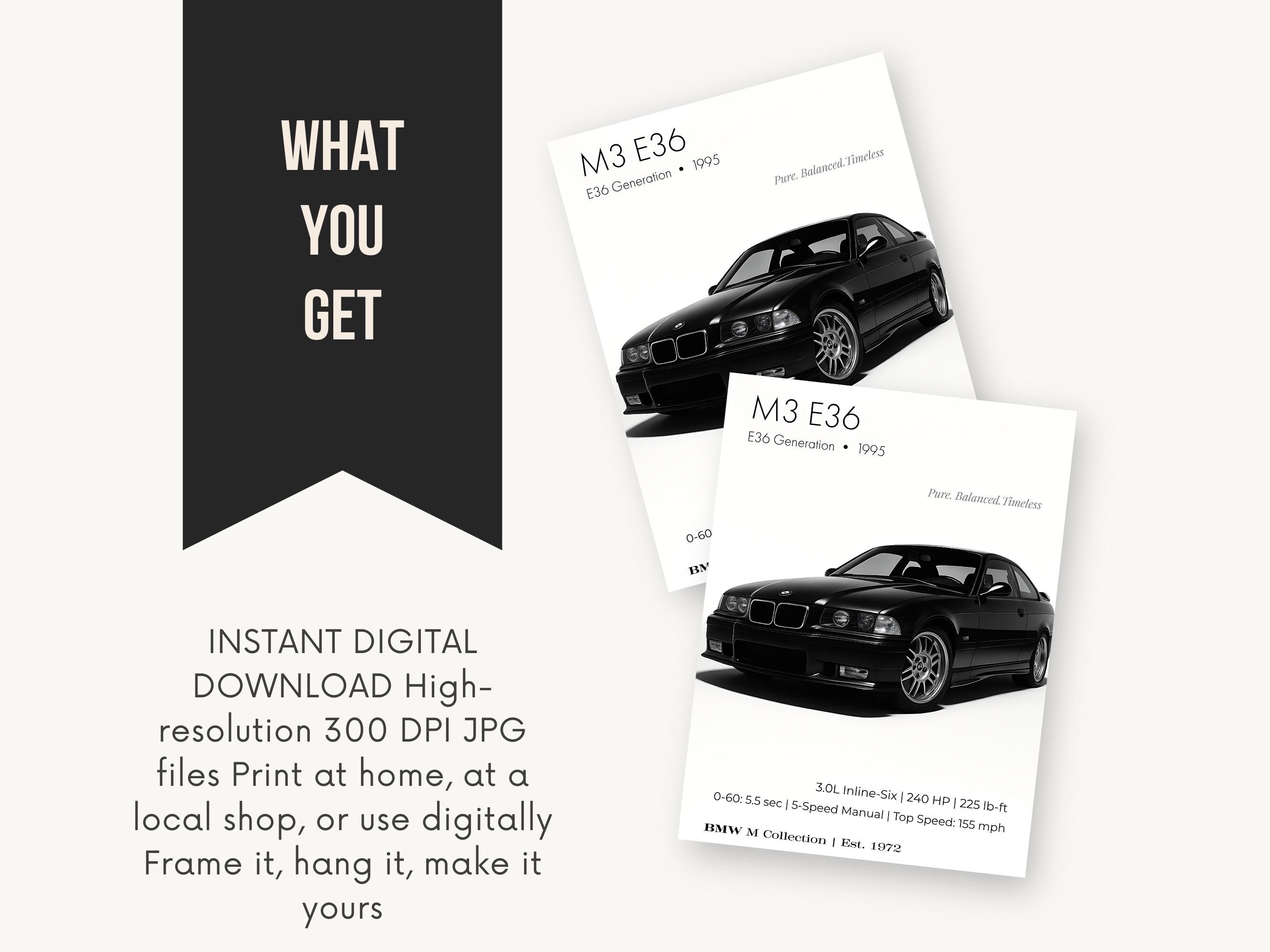 BMW M3 E36 Poster Digital Download, E36 Wall Art Printable for Car ...