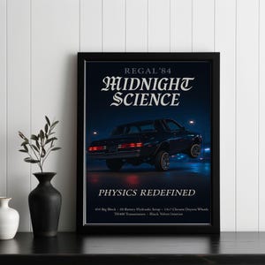 Buick Regal Lowrider Art Print, Printable Car Poster for Man Cave Decor, Vintage 80s Automotive Wall Art, Digital Download Gift for Car Guys