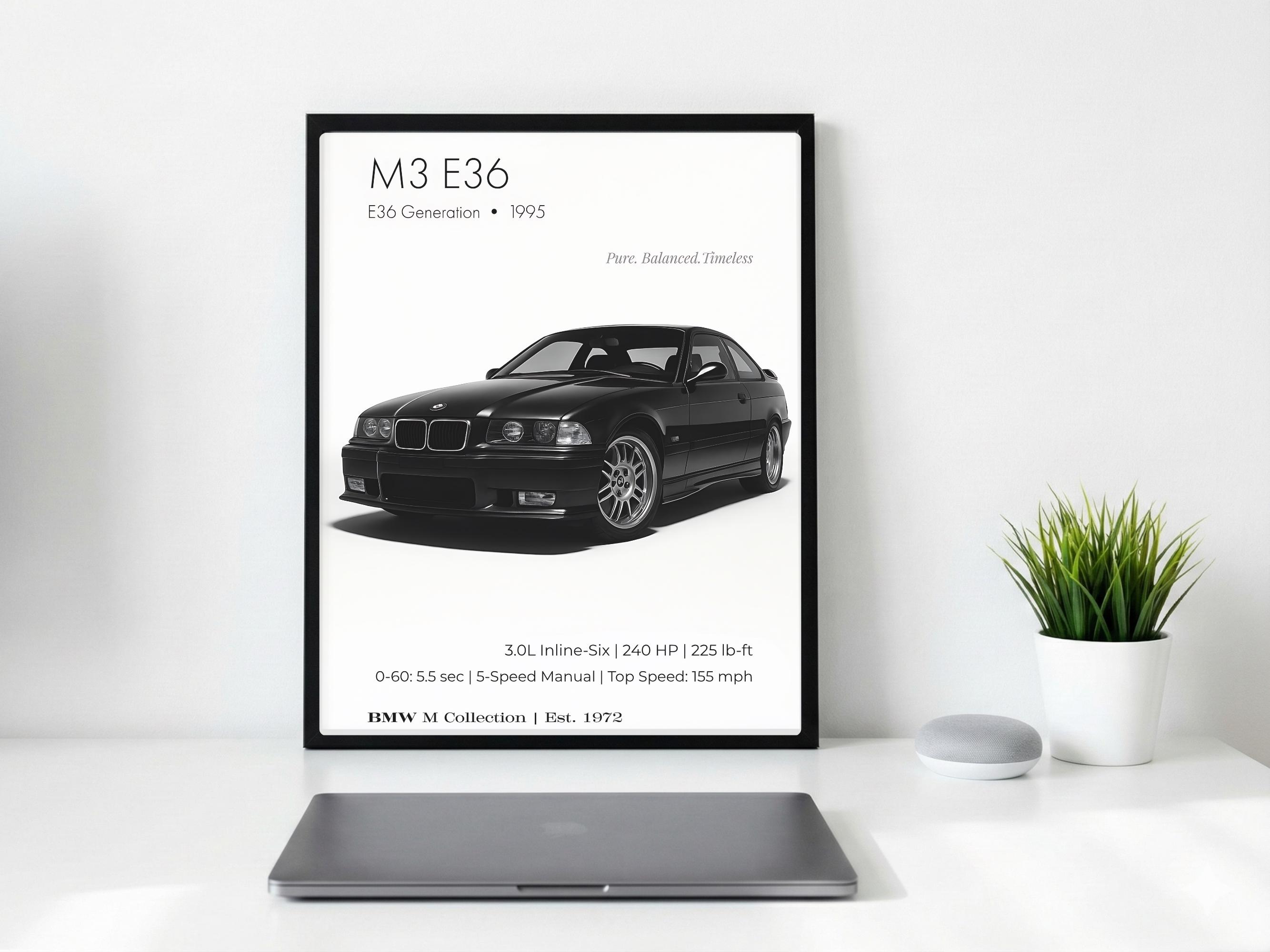BMW M3 E36 Poster Digital Download, E36 Wall Art Printable for Car ...