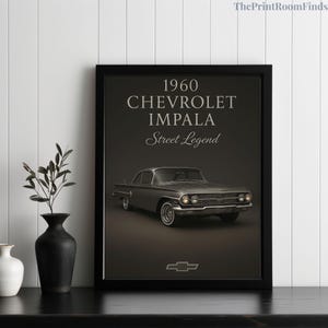 1960 Chevrolet Impala Poster, Lowrider Car Art for Man Cave or Garage, Retro Classic Car Wall Decor, Vintage Automotive Printable Download