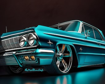 デジタルプリント ターコイズ シボレー インパラ - クラシックな1964年
