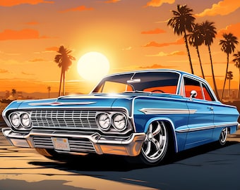 1963 1964 Chevrolet Impala Lowrider Car Wall Art | Poster