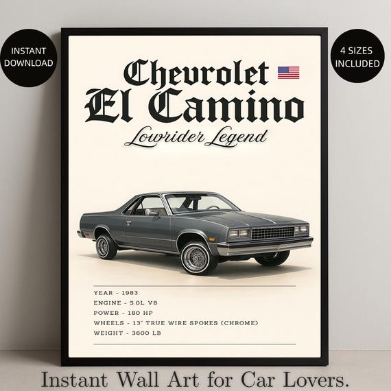 Chevrolet El Camino Digital Print, 1983 Lowrider Legend Poster