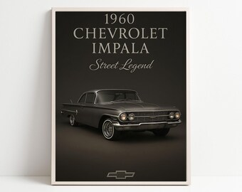 1960 Chevy Impala Lowrider Poster: Retro Car Art (digital Download