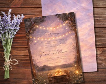 Enchanted Garden Invitation | Fairy Light Rehearsal Dinner Invite | Cottagecore Bridal Shower | Editable Canva Template