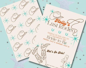 Cowgirl Bachelorette Party Invitation: Editable Western Theme, Bride's Last Rodeo (Canva Template, Instant Download)