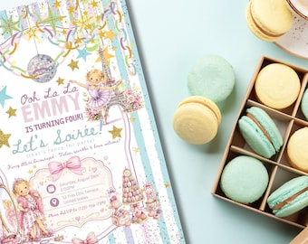 Custom Parisian Ballet Birthday Invitation | Fancy Dress-Up Party Invite (Digital Download)
