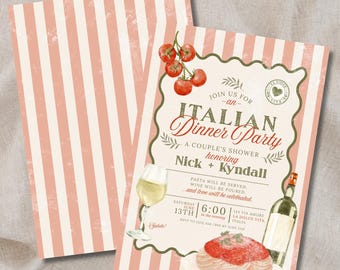 Italian Dinner Party Invitation, La Dolce Vita Couple's Shower, Tomato Theme (Digital Download)