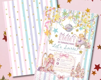 Custom Whimsical Paris Birthday Invitation | Personalized Girl Party Invite (Canva Template)