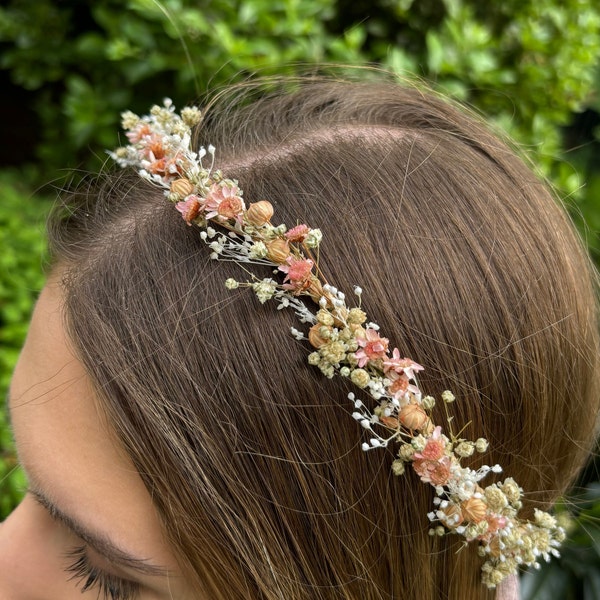 Thin flower girl crown,Dried Flower tiara,Baby's breath Floral crown,Flower girl Halo,Bohemian flower crown,Bridal Crown,Bride hair wreath
