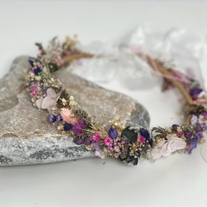 Bridal dried flower crown,Wild flower Hair Crown,Summer dried flower hair wreath,Meadow bridal headpiece,Boho wedding,Child wildflower crown