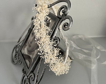 Coroa de flores de comunhão, coroa de flores de primeira comunhão, coroa de cabelo de gipsófila, coroa de flores naturais para noivas, faixa de cabeça para comunhão
