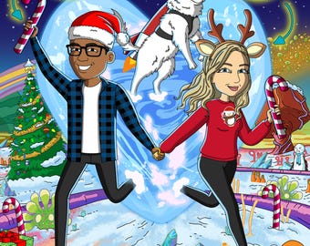 Personalized Cartoon Art | Funny Couple Illustration Gift |  Rick and Morty