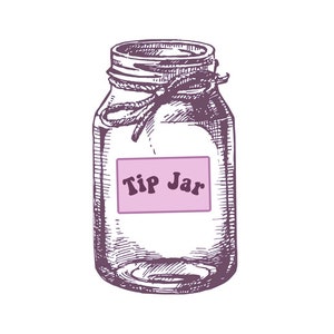 Op de afbeelding: Een handgetekende illustratie van een glazen pot met een label waarop "Tip Jar" staat. De pot is vastgebonden met touw.