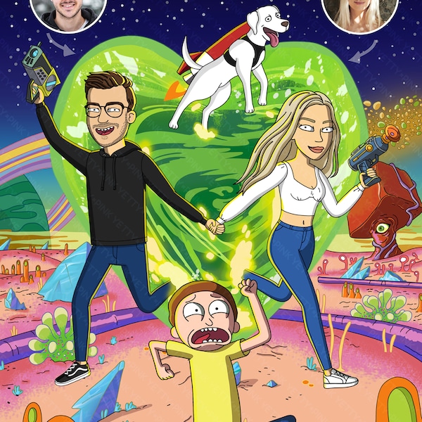 Benutzerdefinierte Cartoon Portrait vom Foto | Personalisiertes Rick und Morty Benutzerdefiniertes Porträt | Paar Geschenk | Geschenkidee