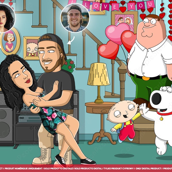 Custom Cartoon Portrait from Photo | Family Guy Custom Portrait | Personalized Couple Gift | Gift Idea