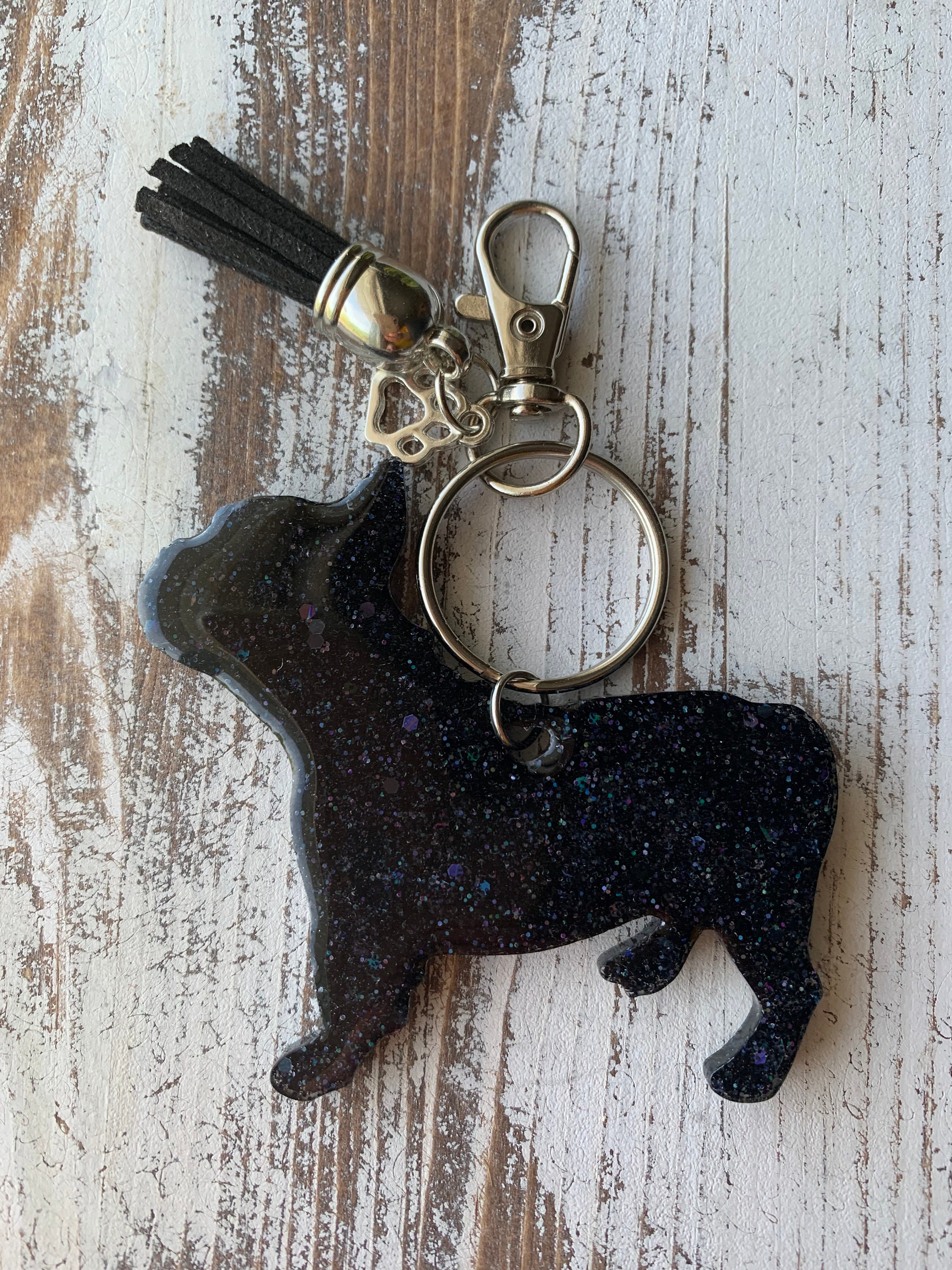 12Color Punk French Bulldog Keychain Leather Dog Keychains Women