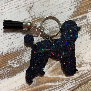 プードルのグリッターキーホルダー