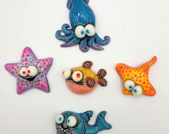 Marine World Magnet Set, 5 pieces, Glow in the Dark