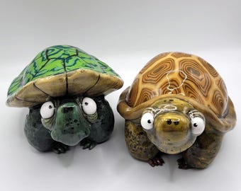 Turtle Figurines The Chill Toads Set, Polymer Clay Handmade, Funny Animal Figurine, Decorative Turtle, Gift Idea, Unique Handmade Item