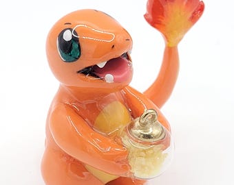 Decorative figure, polymer clay figure Charmander, glow in the dark