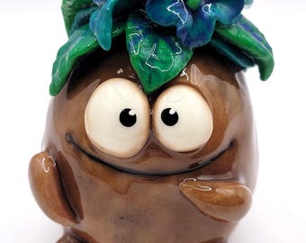 Figurine Set, The Wide-Awake Botanists, Polymer Clay Handmade, Glow in the Dark, Fun Decoration, Unique Gift Idea, Flower Head Creatures, Bulbs