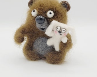 Felt figure, The Bear and the Rabbit, set of 2