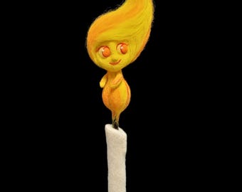 Figurine en feutre « Fée des Flammes Lumina » – Bougeoir en feutre fait main avec flamme, décoration d&#39;intérieur féerique unique
