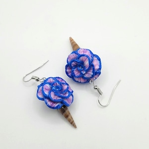 shell earrings, stud earrings, flower earrings