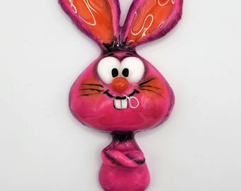 Fridge magnet "Hasi", a pink bunny