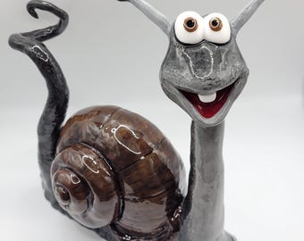 Figure, polymer clay decorative figure snail