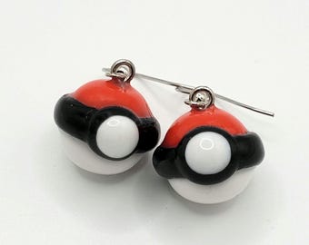 Poké Ball earrings, kawaii style
