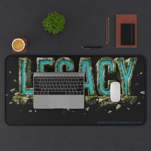 Alfombrilla de escritorio de piedra con legado biodigital - Código binario 3D color turquesa y arte de musgo - Regalo tecnológico para ingenieros y desarrolladores - Alfombrilla de ratón XL Cyber Nature