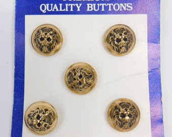 Bottoni cappotto in metallo testa di leone, carta pulsante, ottone oro metallo, 5 bottoni con gambo, diametro 3/4", qualità premium, bottoni di valore extra