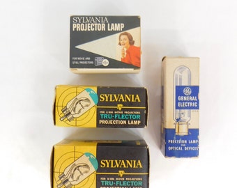 Vintage Movie Projector, Light Bulb, Sylvania Projector Lamp, Tru-Flector, General Electric Precision Lamp, Bulbs for Projector