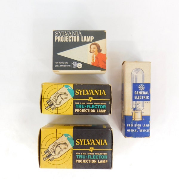 Vintage Movie Projector, Light Bulb, Sylvania Projector Lamp, Tru-Flector, General Electric Precision Lamp, Bulbs for Projector