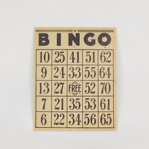 Carte de BINGO, papier éphémère, journal indésirable, plateau de jeu, fournitures de collage, articles de fête, vieille carte de BINGO