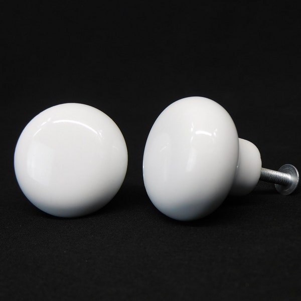 Porcelain Knob, 1 1/2" White Porcelain Set of 2 Dresser Knob Salvaged Hardware Restoration Hardware