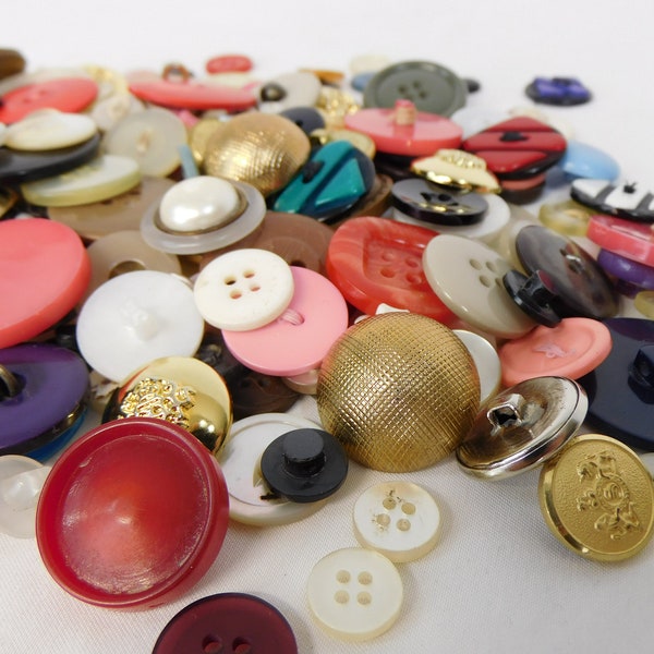 Random Button Lot, Mixed Buttons, Bottom of the sewing box, Jar of assorted buttons