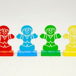 Juego de fichas de juego de 4 piezas de juego de hombre de galleta de pan de jengibre rojo amarillo azul verde piezas de juego Candy Land piezas de juego gente pequeña