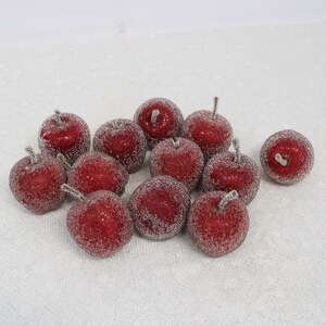 Sugared Fruit Decor 12 Mini Red Apples Bowl Filler Table Decor, Kitchy Farmhouse Decor,