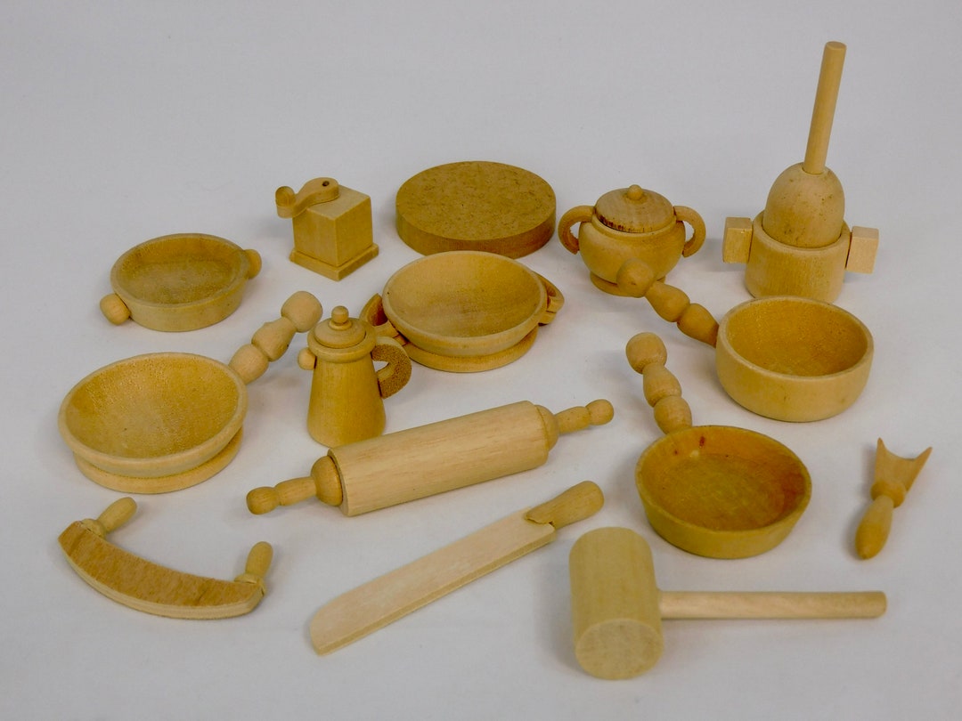 Miniature Wooden Kitchen Cooking Tools Wood Crafts Wooden Etsy