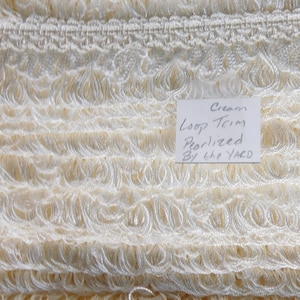 Vintage Loop Fringe, Cream Fringe, 1 1/2&quot; width, Conso Drapery and Upholstery Trimmings Co, New Old Stock