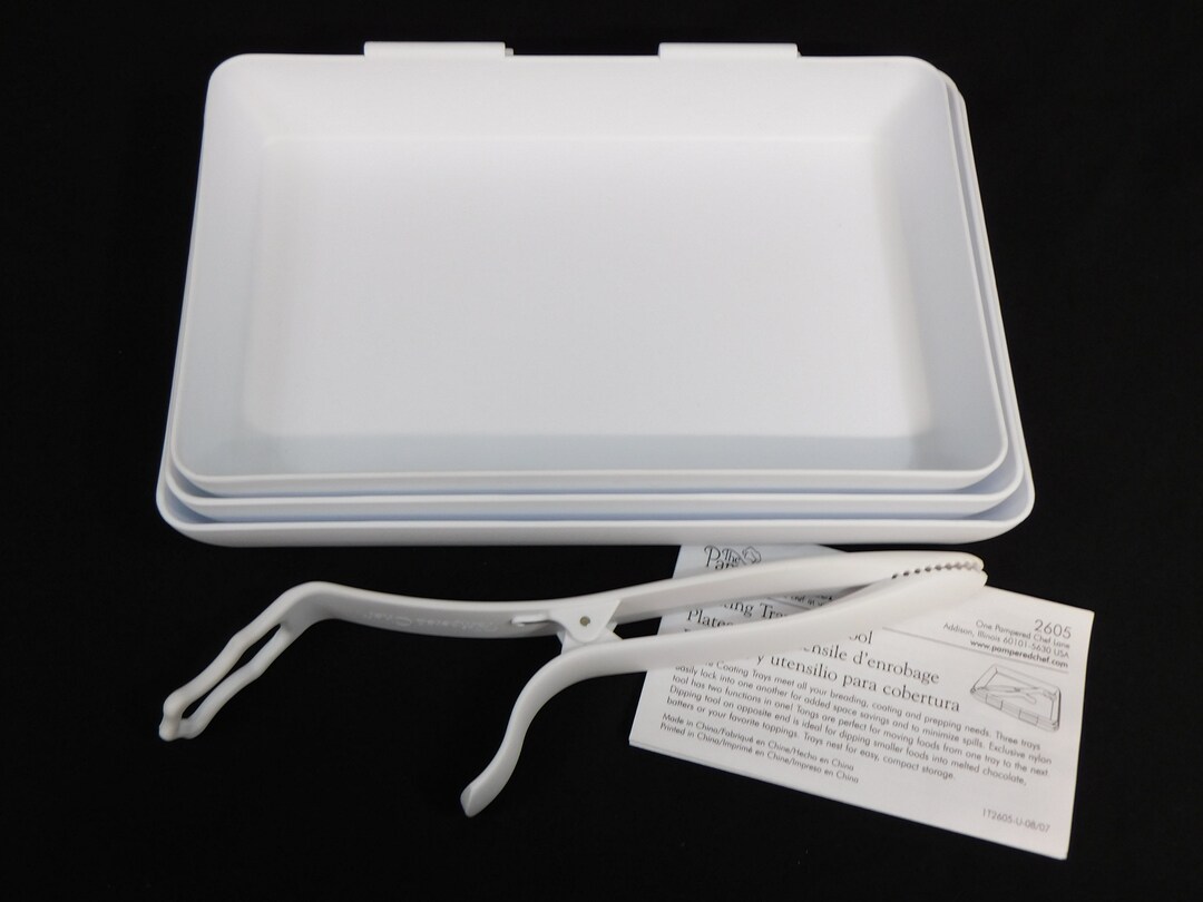 Pampered Chef Coating Trays and Tongs Item 2605 Food Breading Etsy