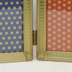 Bi-Fold Picture Frame, Embossed Gold Tone Metal, Double 8&quot; x 10&quot; Wall or Table Top Hinged Frame