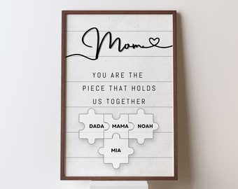 Mothers Day Puzzle Sign Canva Template | Mom You are the Piece that holds us together | Mothers day gift | Personalized Gift for Mom