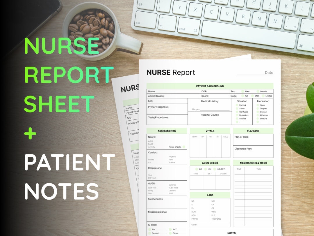 ICU Nurse Report Sheet Editable in Canva, Report Sheet Nurse, Nurse