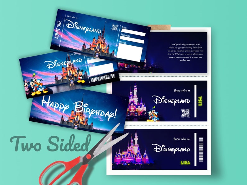 Disneyland Ticket Printable Editable in Canva, Ticket to Disneyland