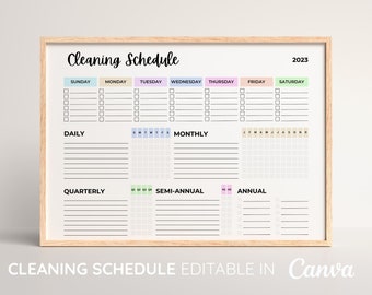 ADHD Cleaning Checklist Template - Editable in Canva, Daily Cleaning Routine, Cleaning List, Cleaning Schedule Printable